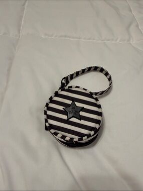 Ju-Ju-Be Black and White Striped Round Wristlet Pouch- Paci Pod